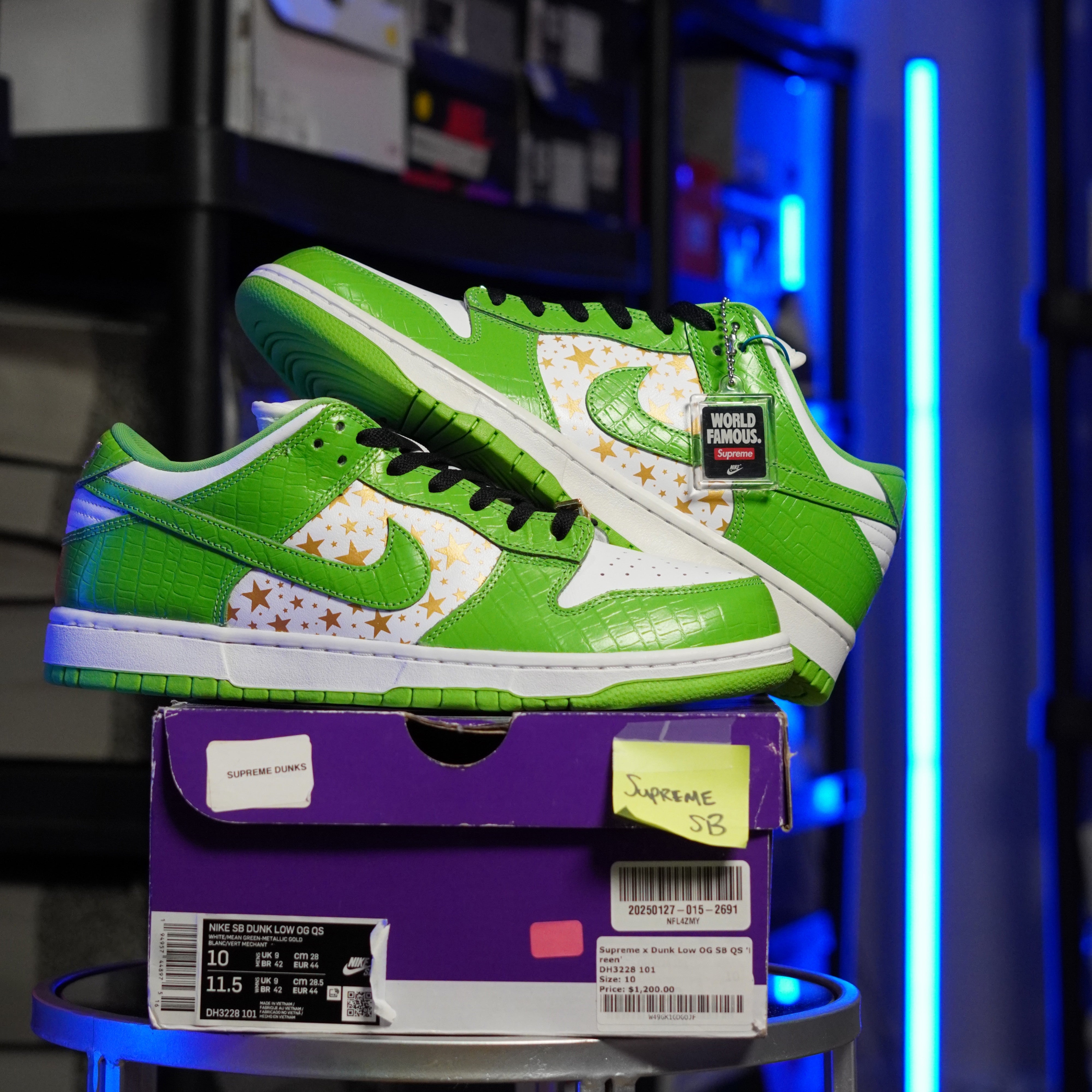 靴 Nike dunk sb supreme mean green 29cm Nike Supreme x Dunk OG SB QS Low Mean Green for Sale