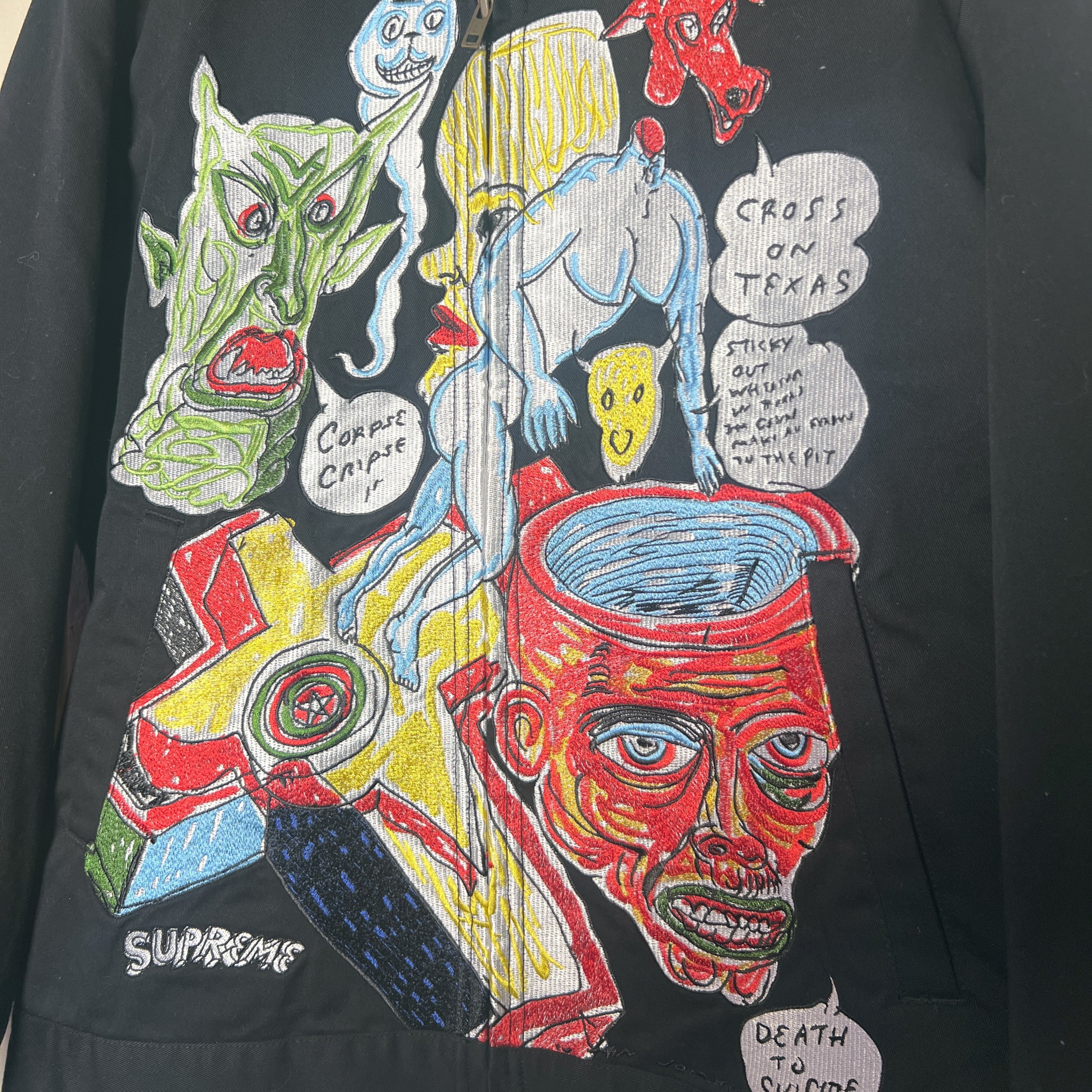 Supreme Daniel Johnston Embroidered Work Jacket Black | Sneakorhead